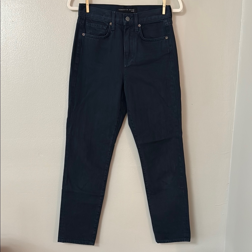 Veronica Beard Ryleigh Slim Straight High Rise Jeans in Petrol - Picture 2 of 9